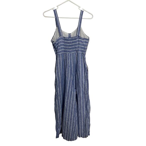 C&C California | Women's Beachy Blue White Stripe 100% Linen Capri Romper Sz 2 - Picture 4 of 6